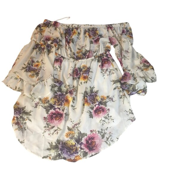 Love J Dress 2X Mini  Ruffle Floral Bell Sleeves Feminine Fairy Romantic Kawaii - Picture 11 of 16